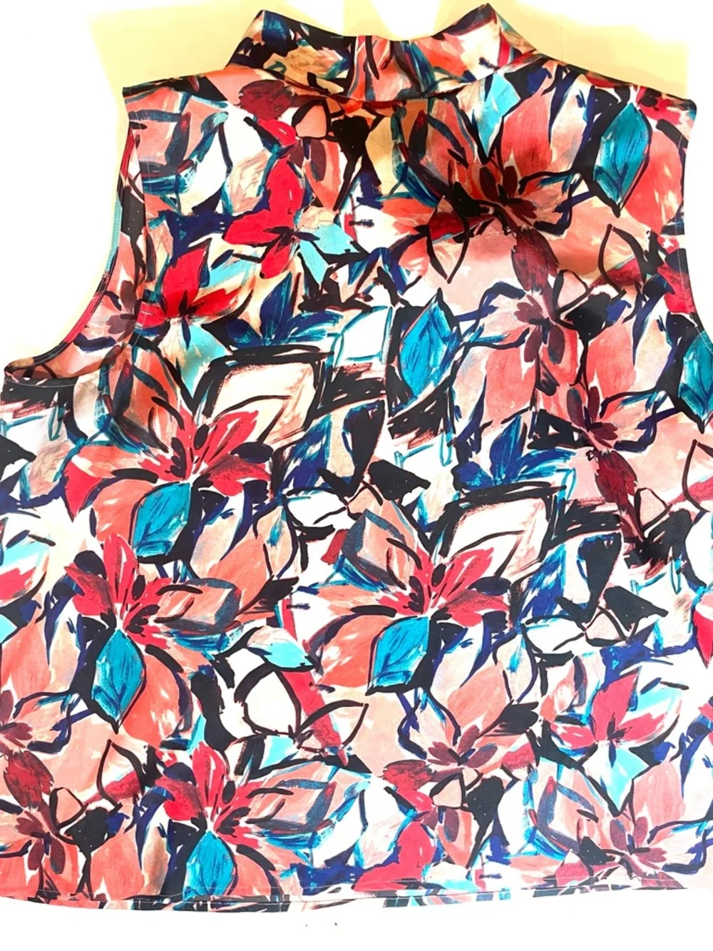 Kasper 3X Plus Size Floral Sleeveless Blouse Tie Front Lightweight Top - Picture 11 of 13